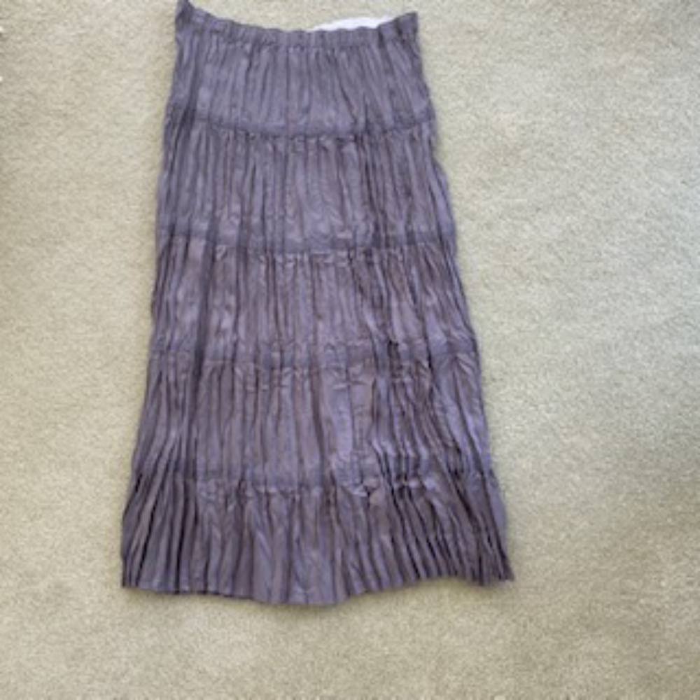 Garnet Hill Silk Tiered Crinkled Skirt, Size 6